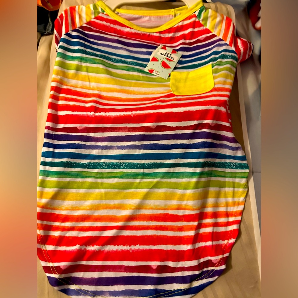 NWT Pet Apparel dog tee shirt in X-Large multi color stripes